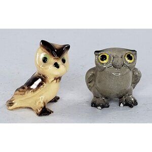 Hagen Renaker Barn Owl Grey Horned Brown Baby Miniature Figurine Set